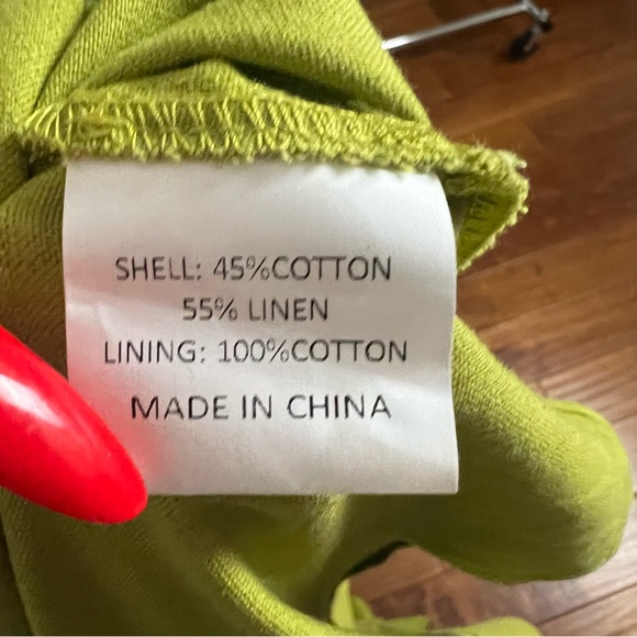 NWT Yaura Titi Green Linen Blend Ruffle Cutout Midi Dress Size 4 Small - Picture 10 of 10